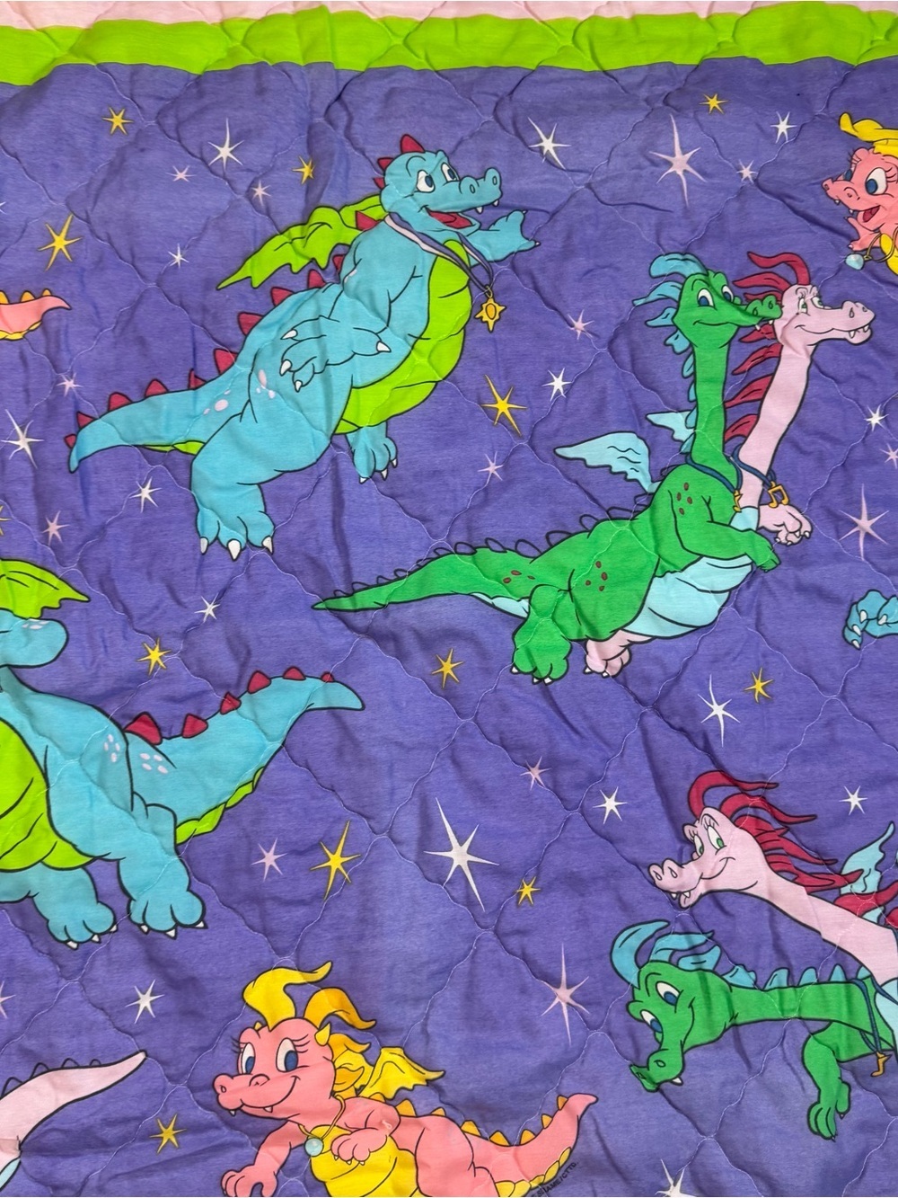 VTG Y2K Nostalgia Dragon Tales Toddler Bed Quilted Comforter Dan River RARE - Picture 3 of 10